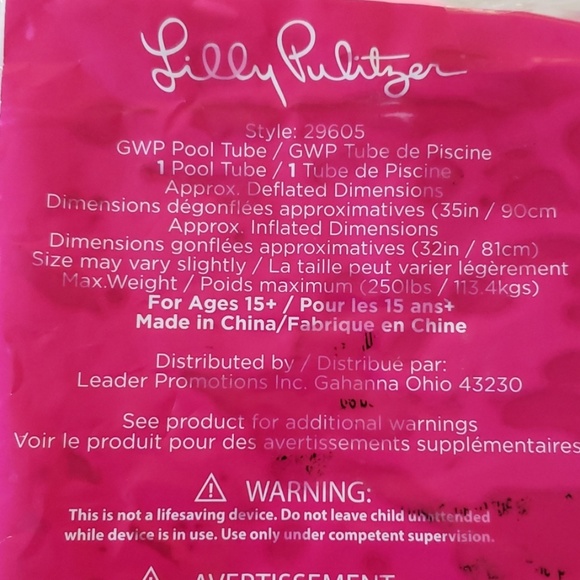 New Lilly Pulitzer Beach Pool Tube - Picture 2 of 3
